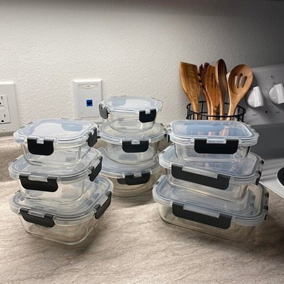 NEW  24pc Airtight Glass Storage Containers with lids, Glass Bowls Set - Picture 3 of 8